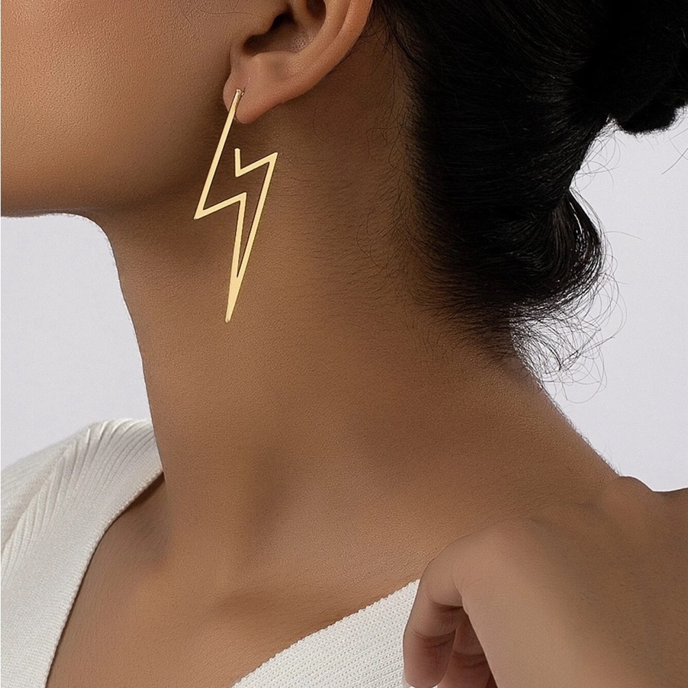 Women's Gold Lightning Bolt Earrings